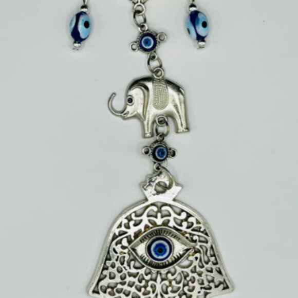 Evil Eye Wall Hanging - Fatima hand w/2 elephants & flower Protection - EVIL EYE - Picture 3 of 3